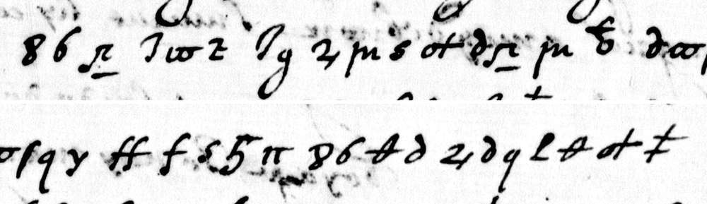 Cipher line 1 of the lower half of f. 317r