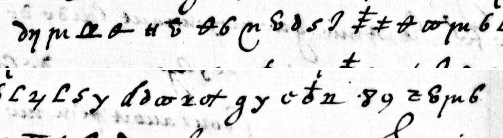 Cipher line 2 of the lower half of f. 317r