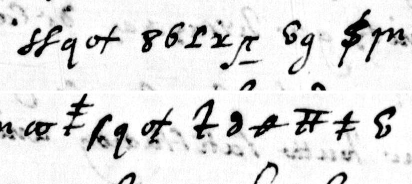 Cipher line 3 of the lower half of f. 317r