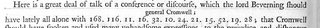 Thurloe, State Papers, vol. 1, p. 454: twelve cipher groups