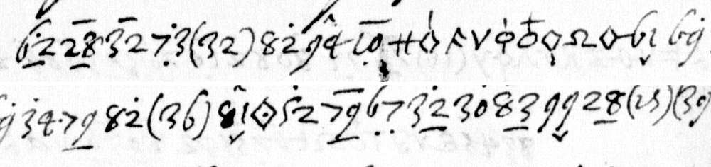 BnF fr. 4698, f. 30r, first cipher line